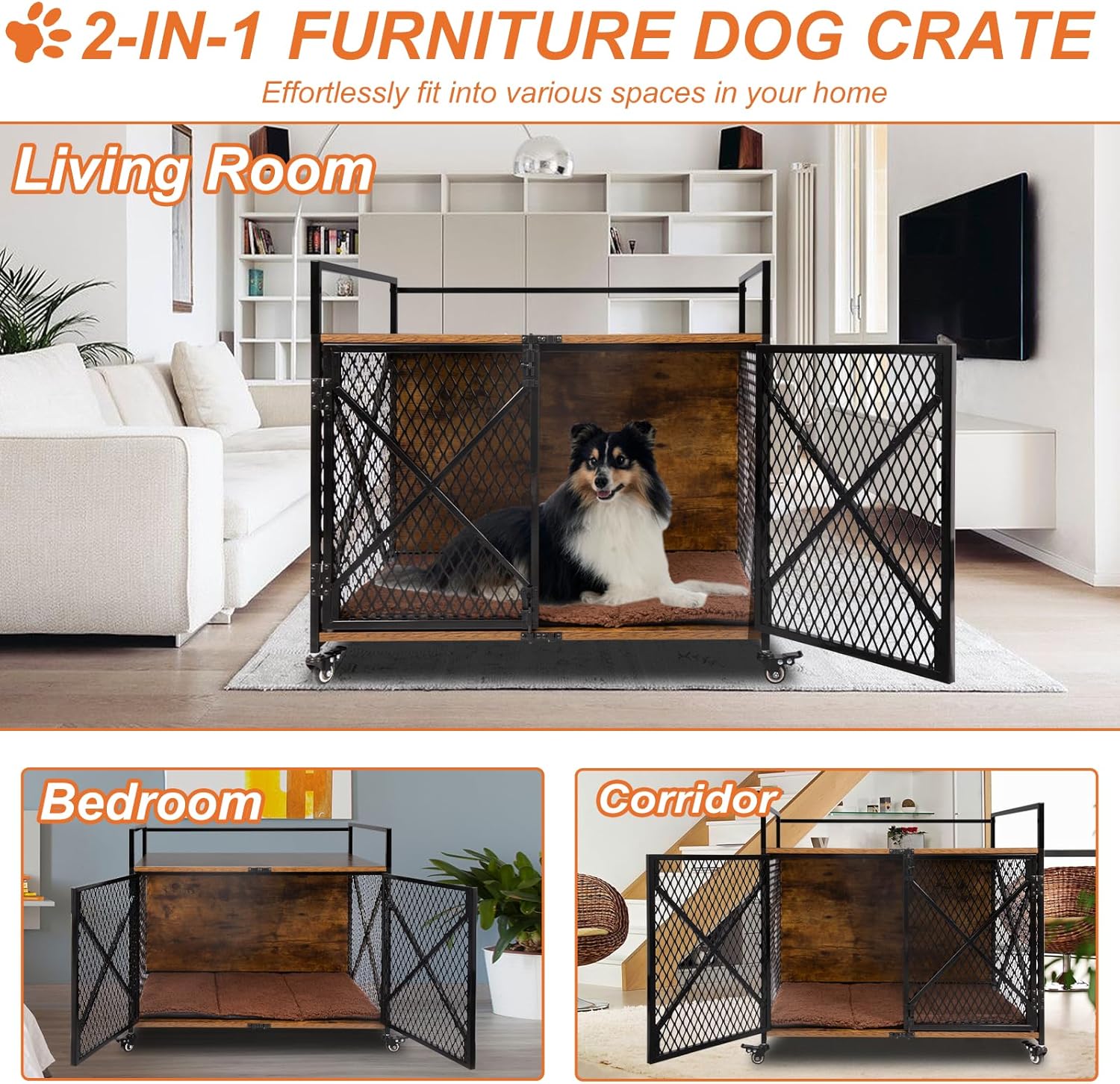 Crate-style furniture for small to medium-sized dogs