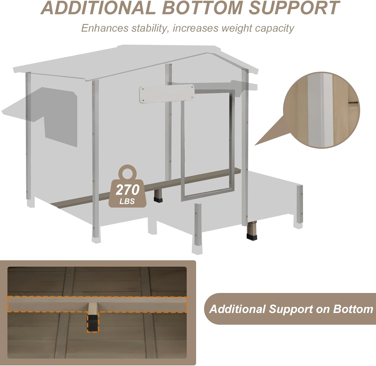 Dog house with elevated floor and front porch area