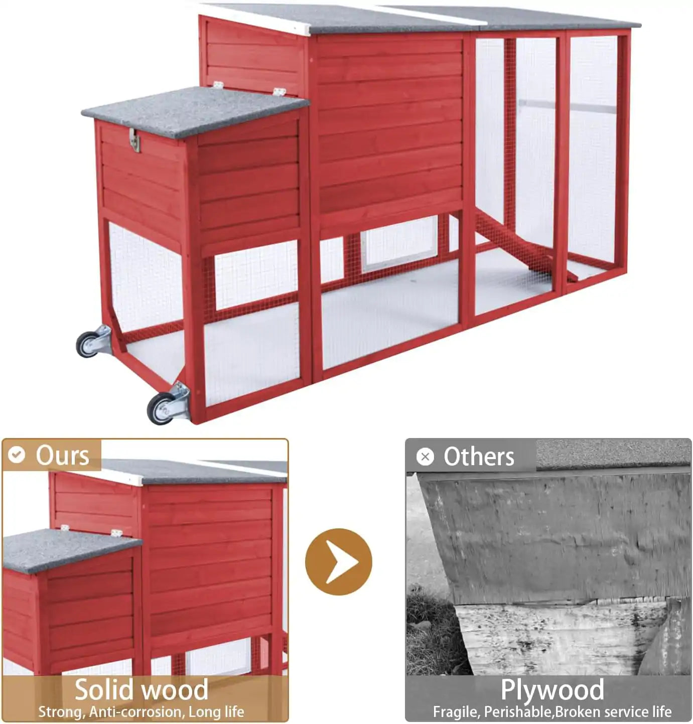 Side view of PET22 chicken house with ramp and doors