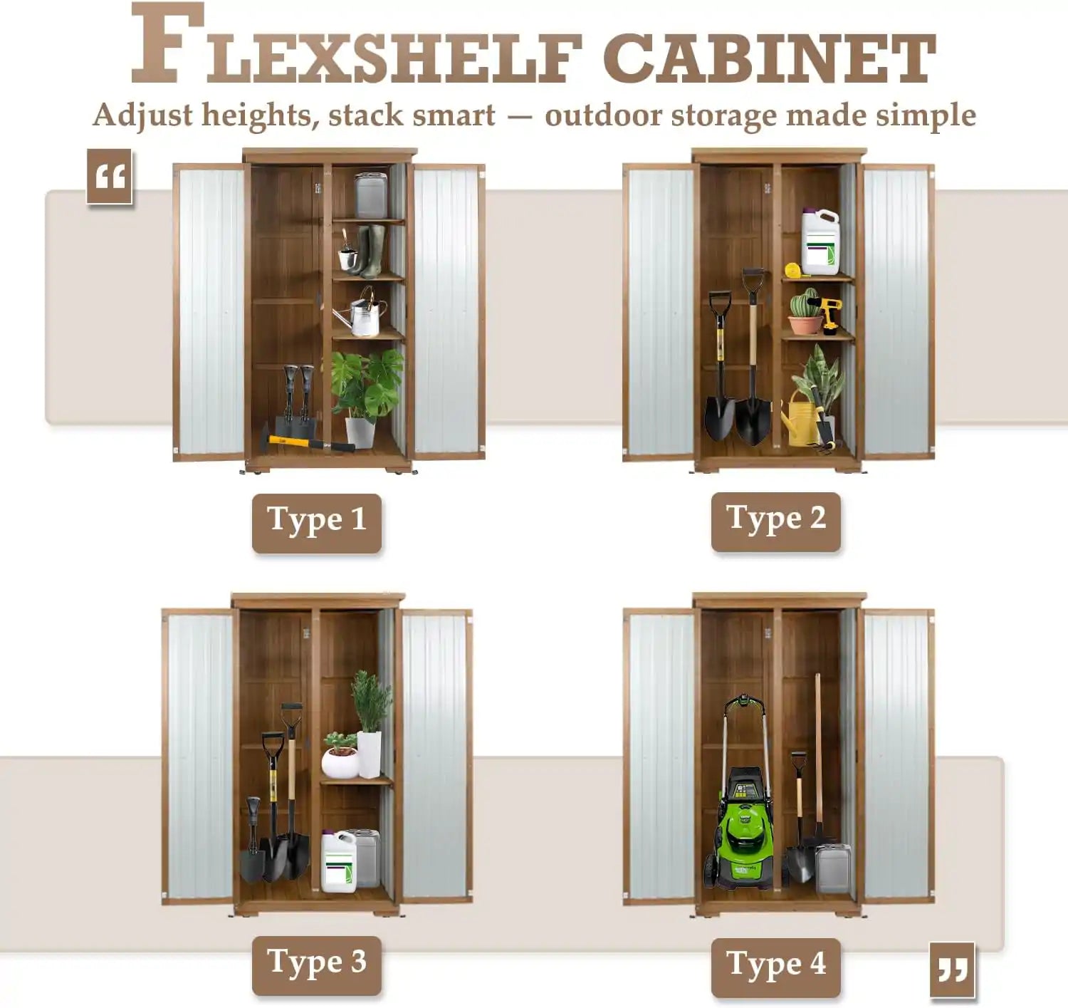 PETSCOSSET 17″L Outdoor Storage Shed, Storage Cabinet, Brown