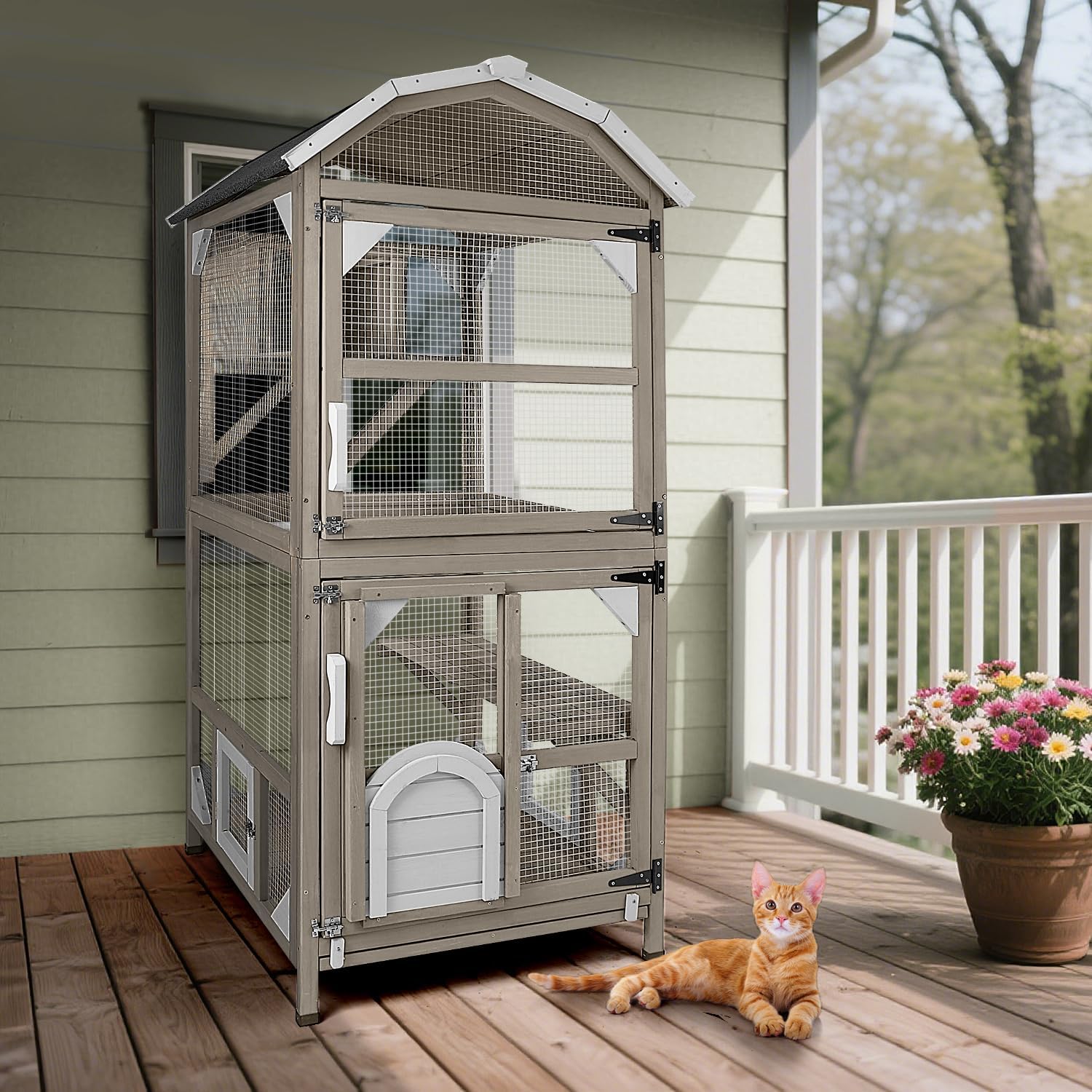 CAT12 large cat run for outdoor sunbathing and play
