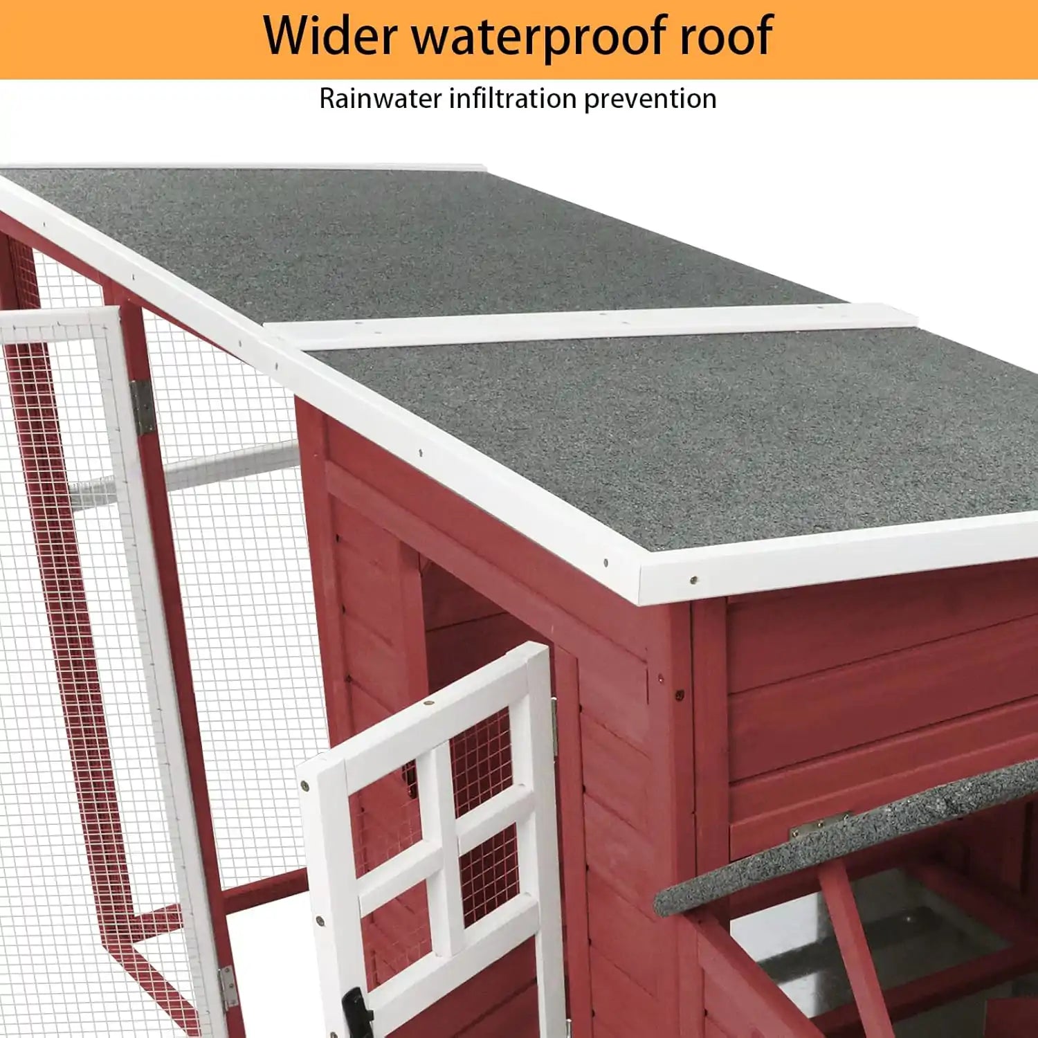 Durable red fir wood chicken coop with asphalt roof