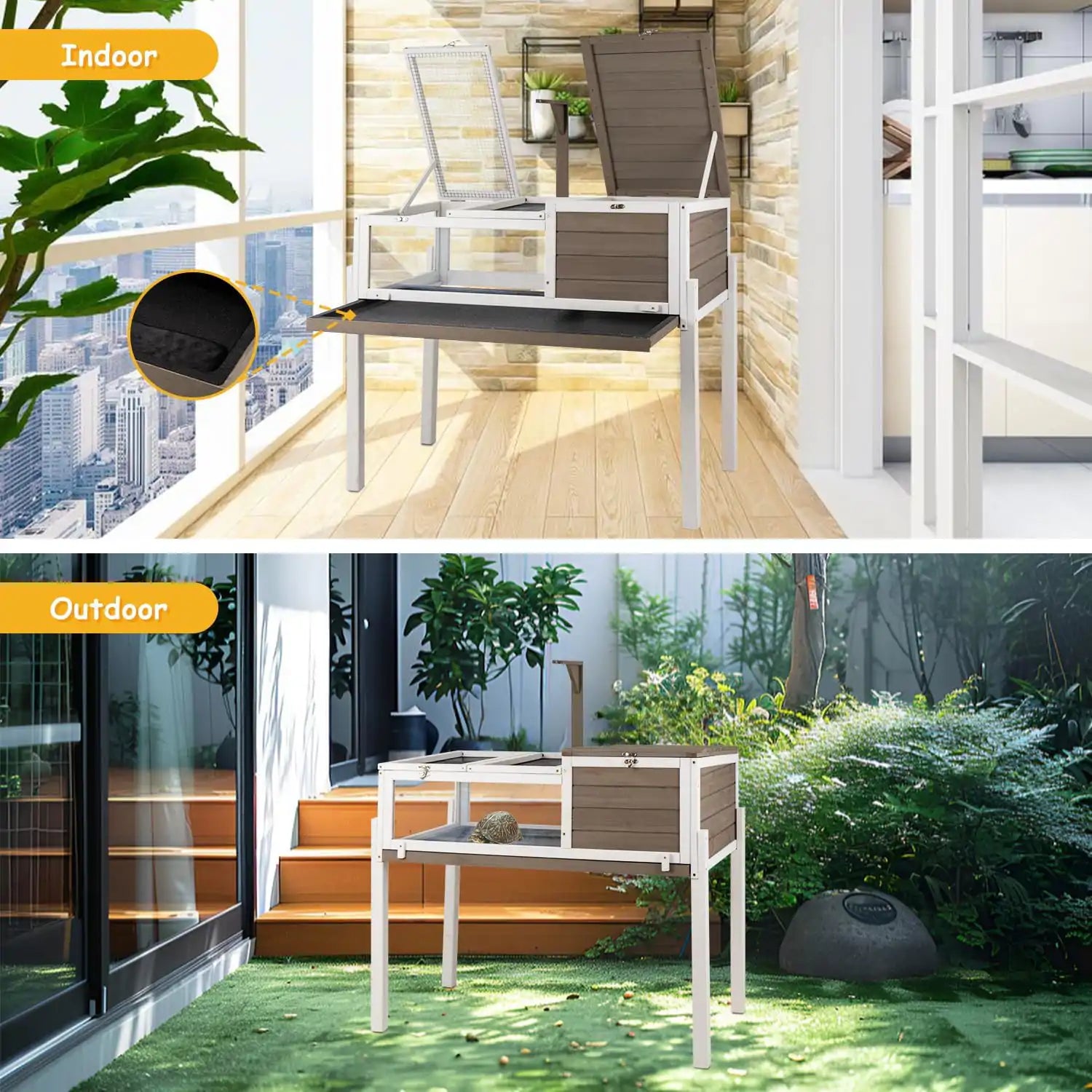 Dual-room design allows for both privacy and sun exposure