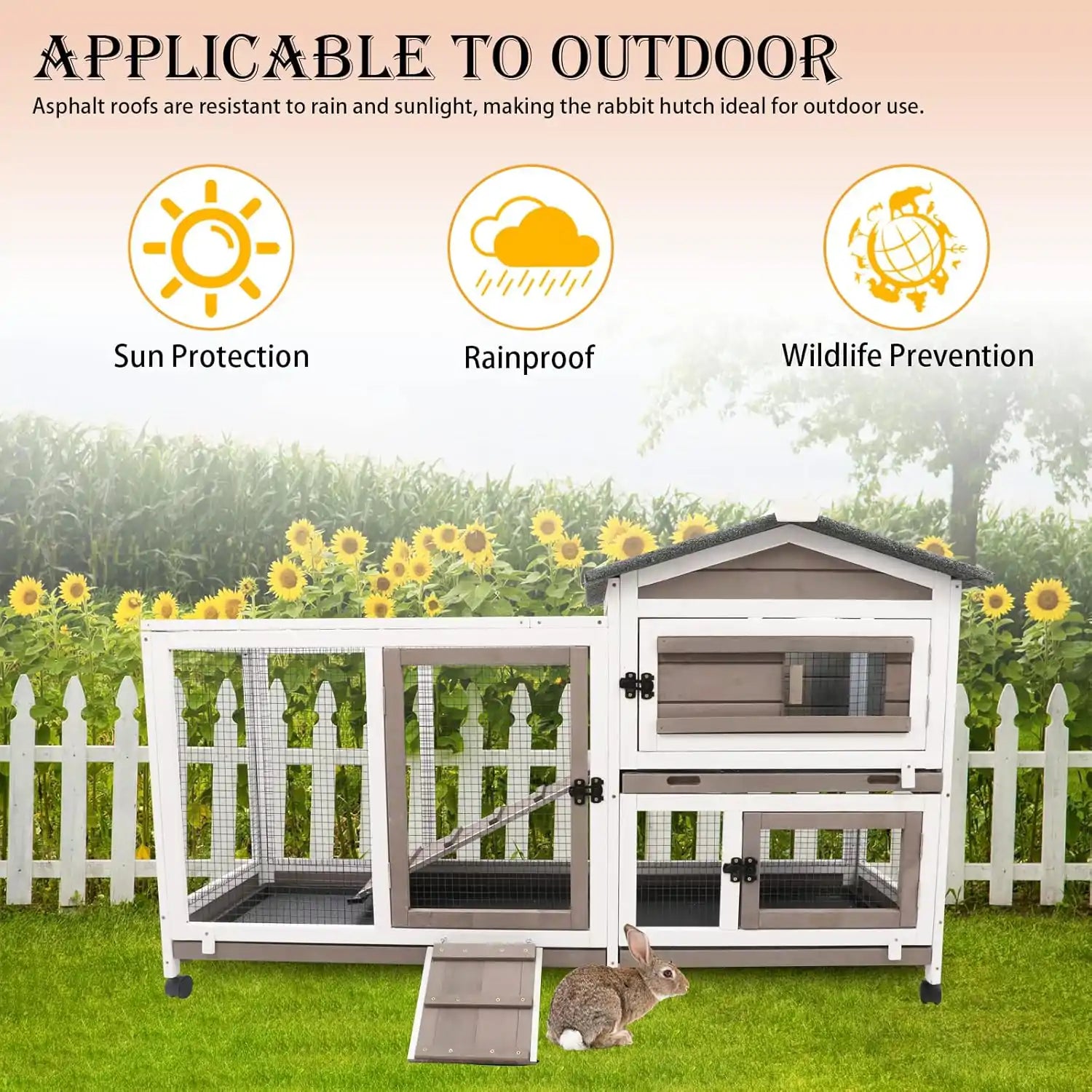 PETSCOSSET two-tier rabbit hutch with cozy shelter and play area