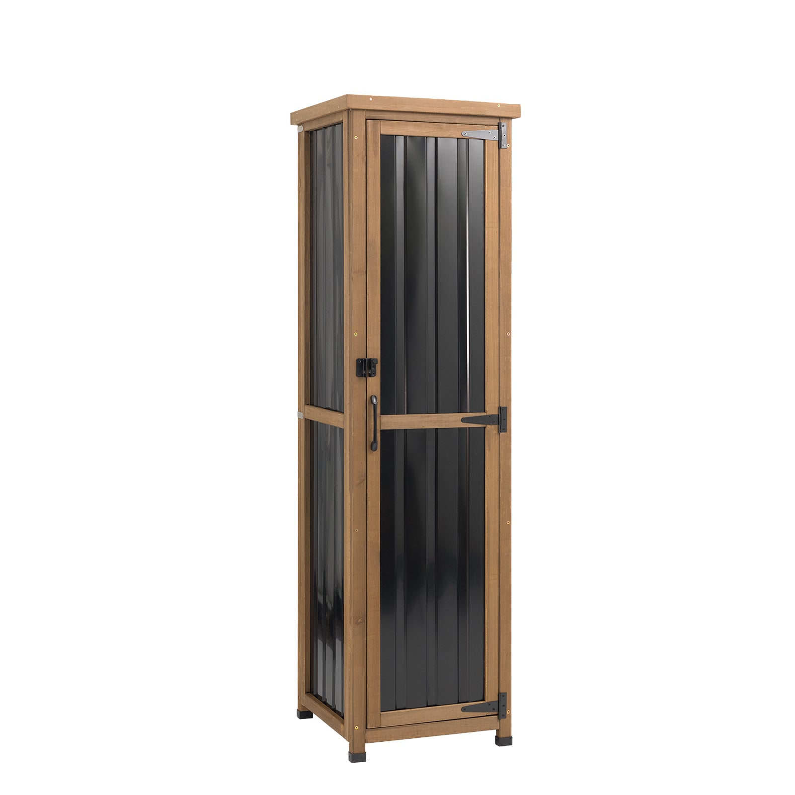 62" Tall Narrow Outdoor Storage Cabinet Waterproof Shed with Metal Top-GF36