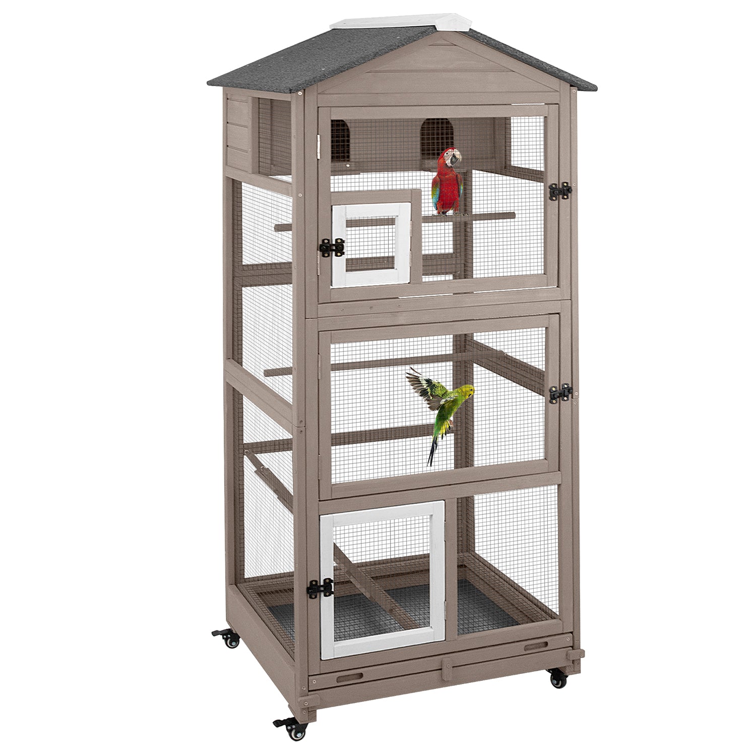 PETSCOSSET 68.8" wooden bird cage in brown