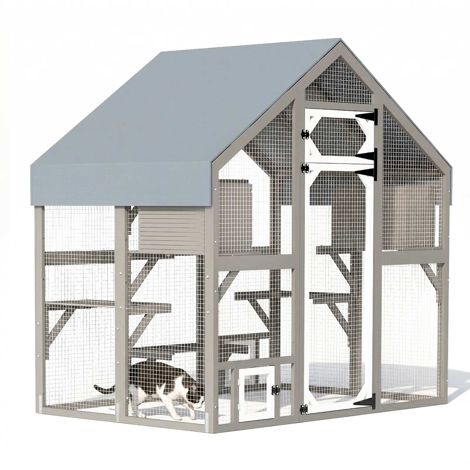 Expandable Outdoor Cat Catio with Muti Platforms, Two Rest Rooms-PET03