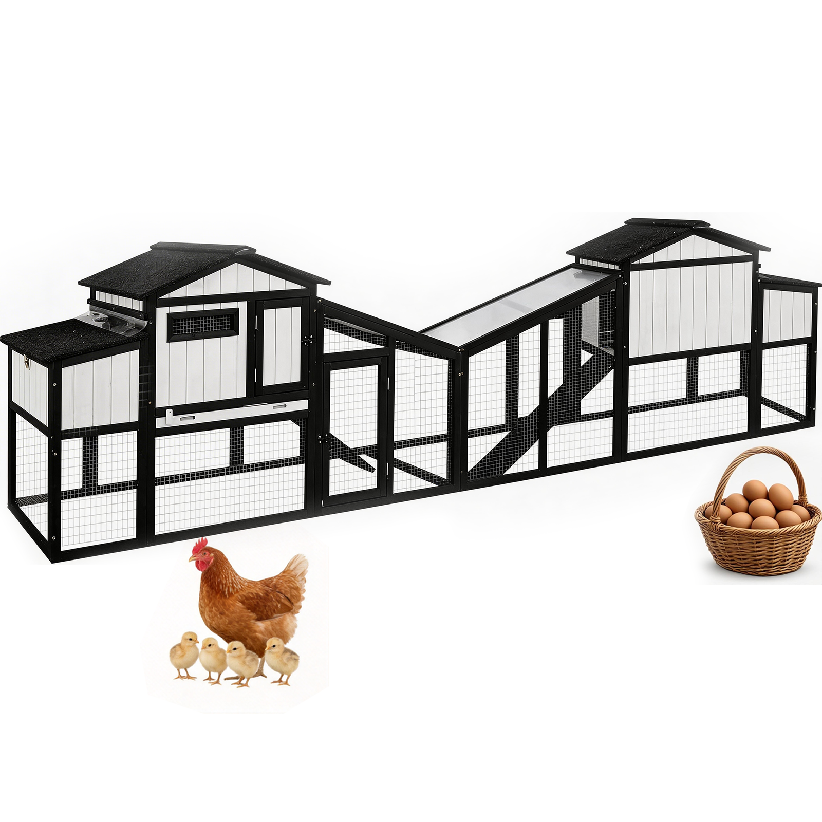 Chicken Coop Combinable Weatherproof & Predator-Proof - PET06 Black&White