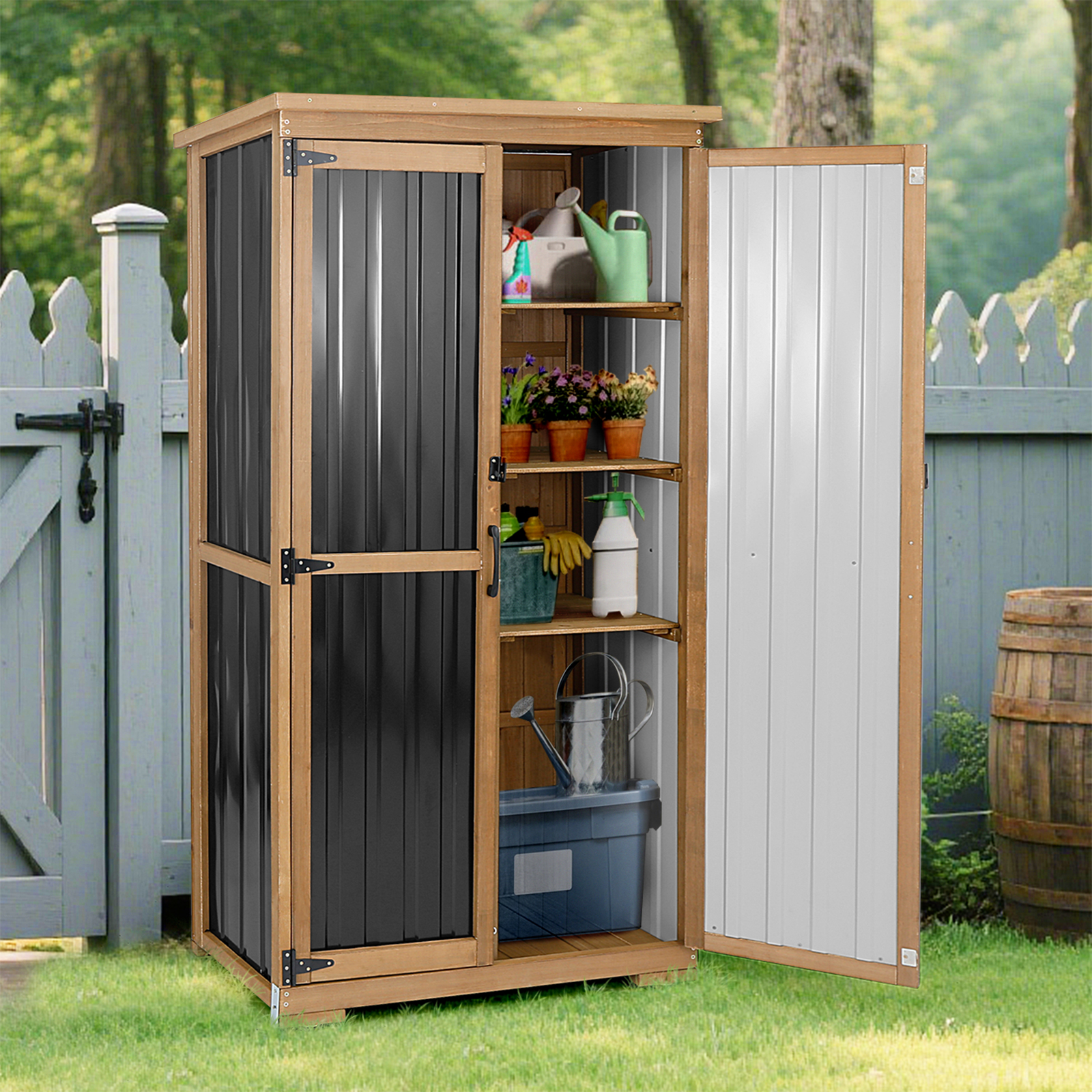 outdoor storage cabinet with shelves
