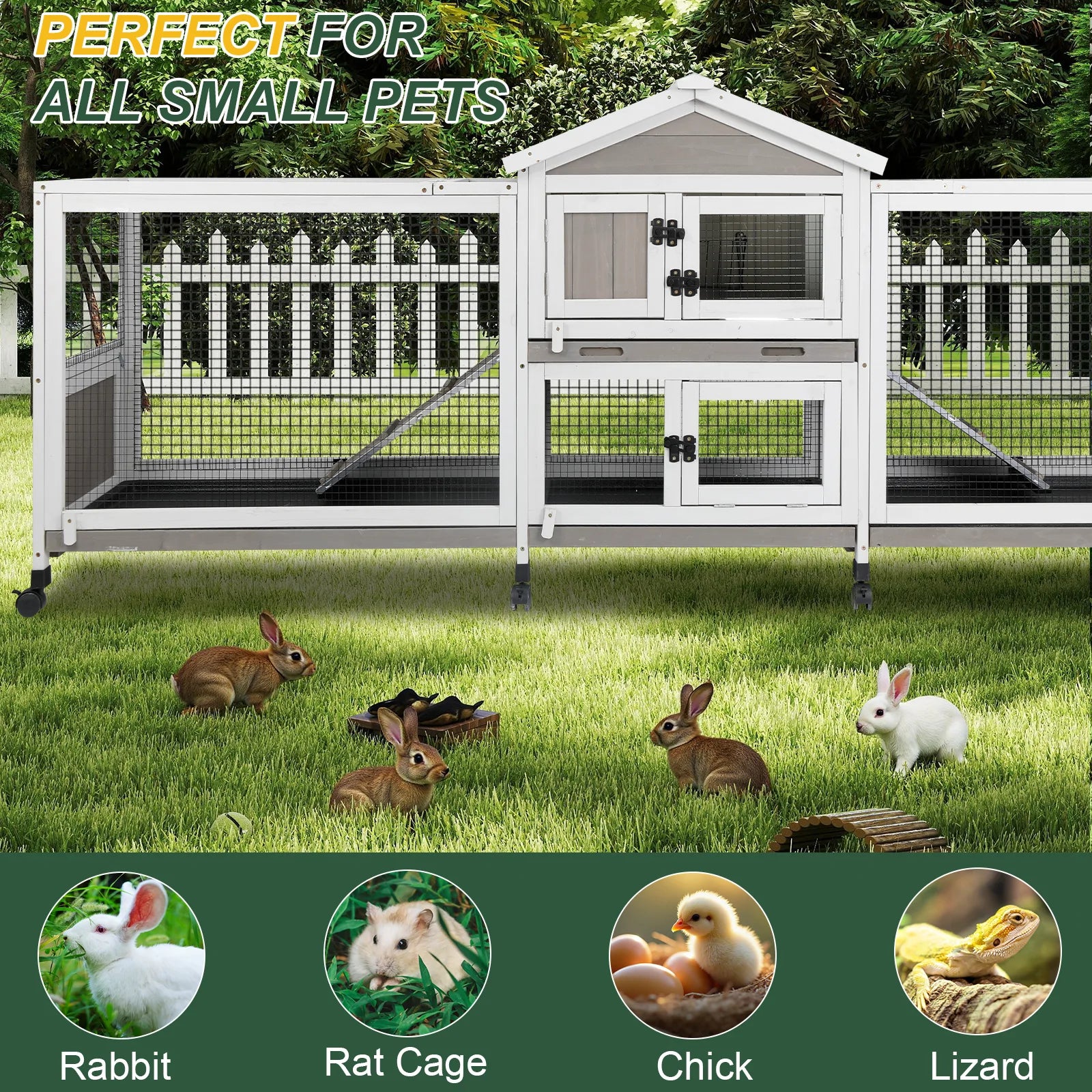 PETSCOSSET bunny hutch with removable trays for easy cleaning