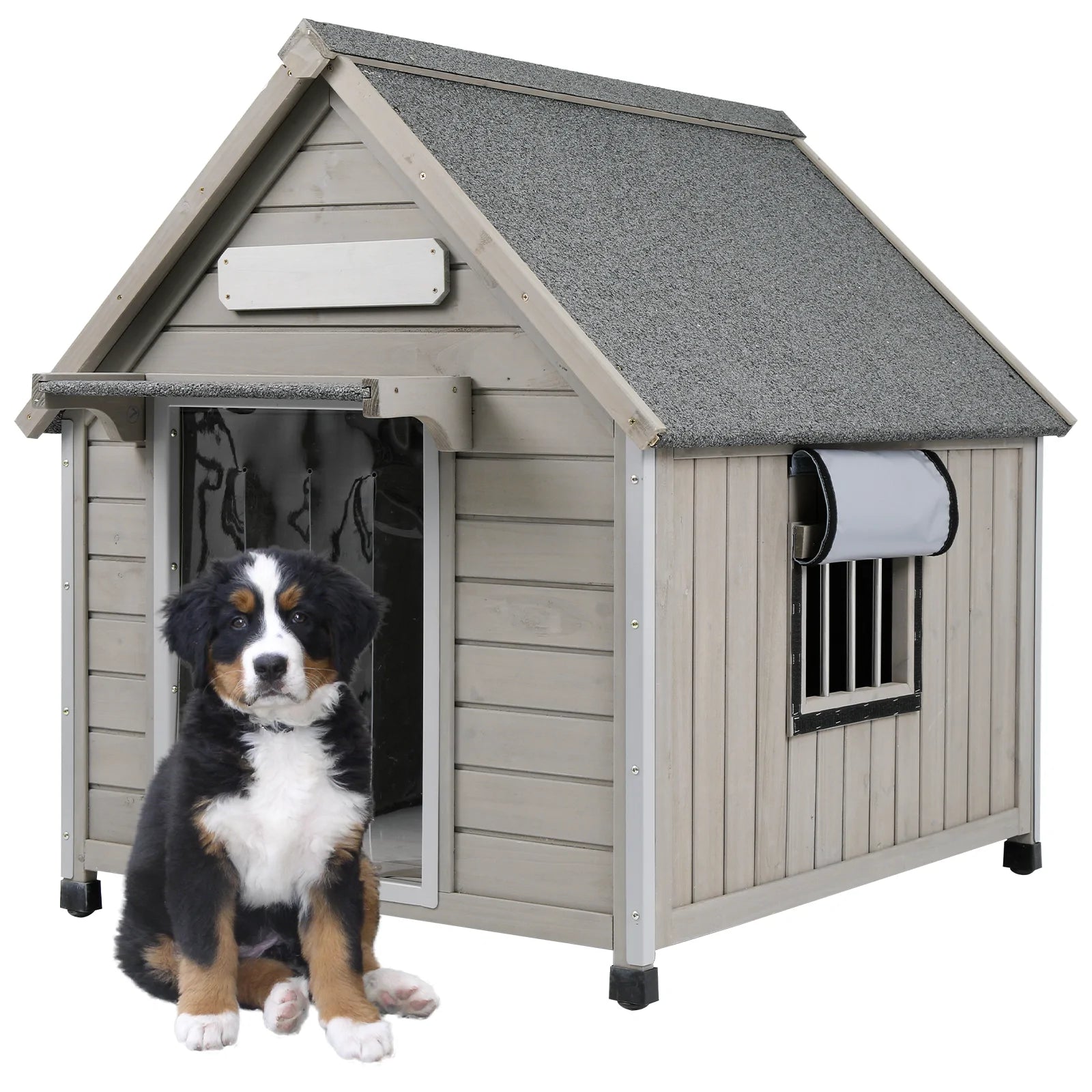 PETSCOSSET 26 inch outdoor wooden dog house front view