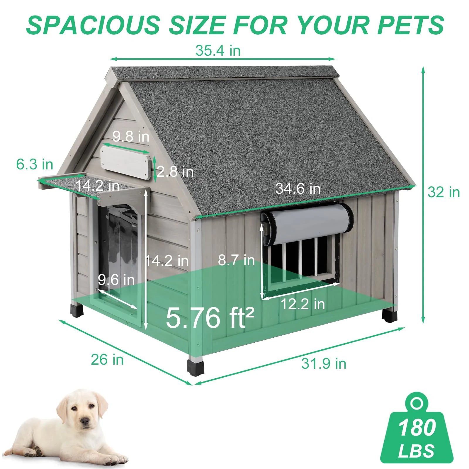 Durable waterproof asphalt roof dog kennel for small dogs
