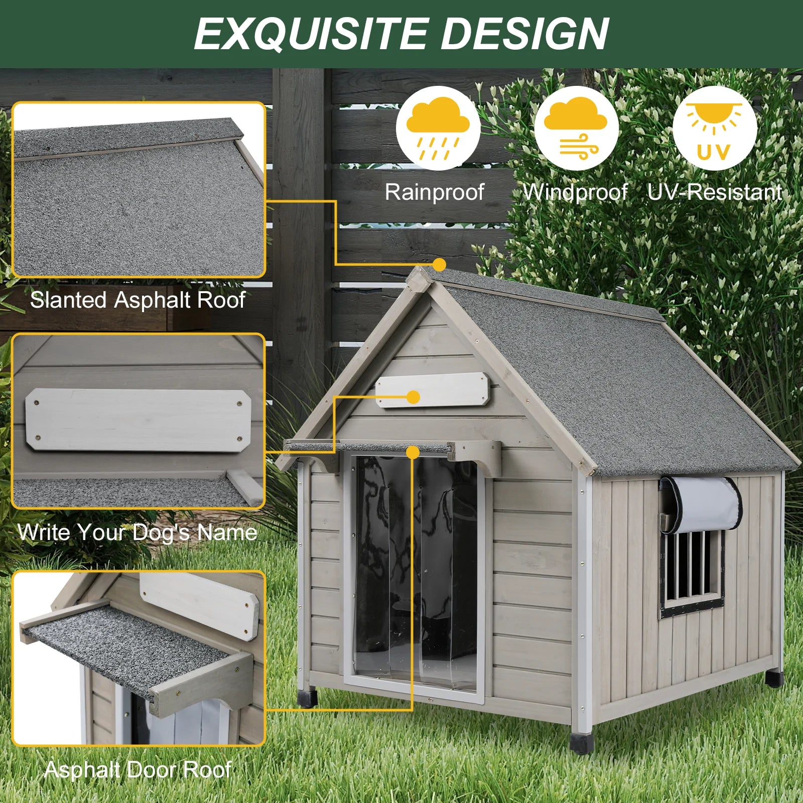 Large wooden indoor dog kennel with Oxford cloth window