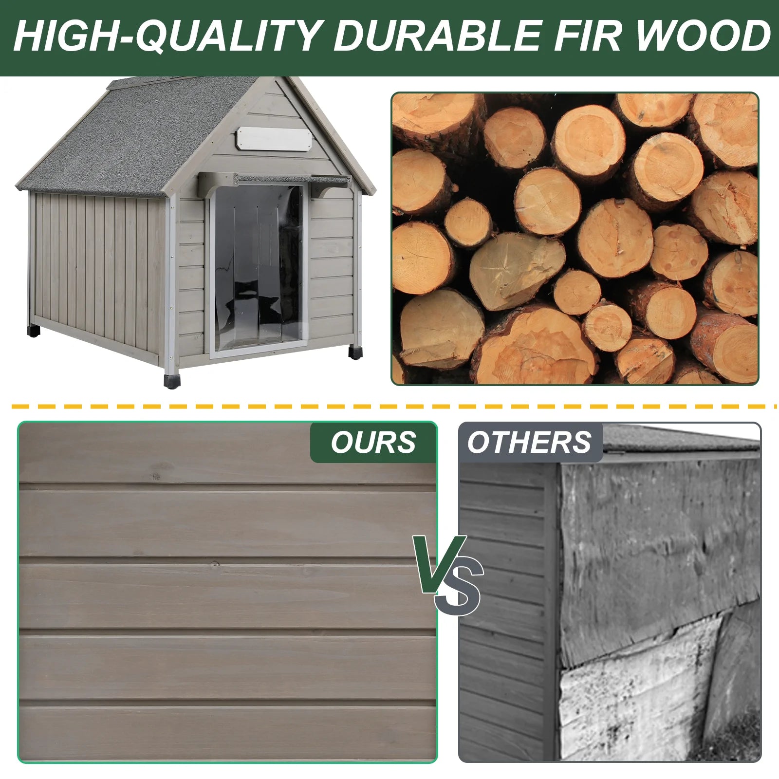 Cozy indoor wooden kennel for 1-2 medium dogs