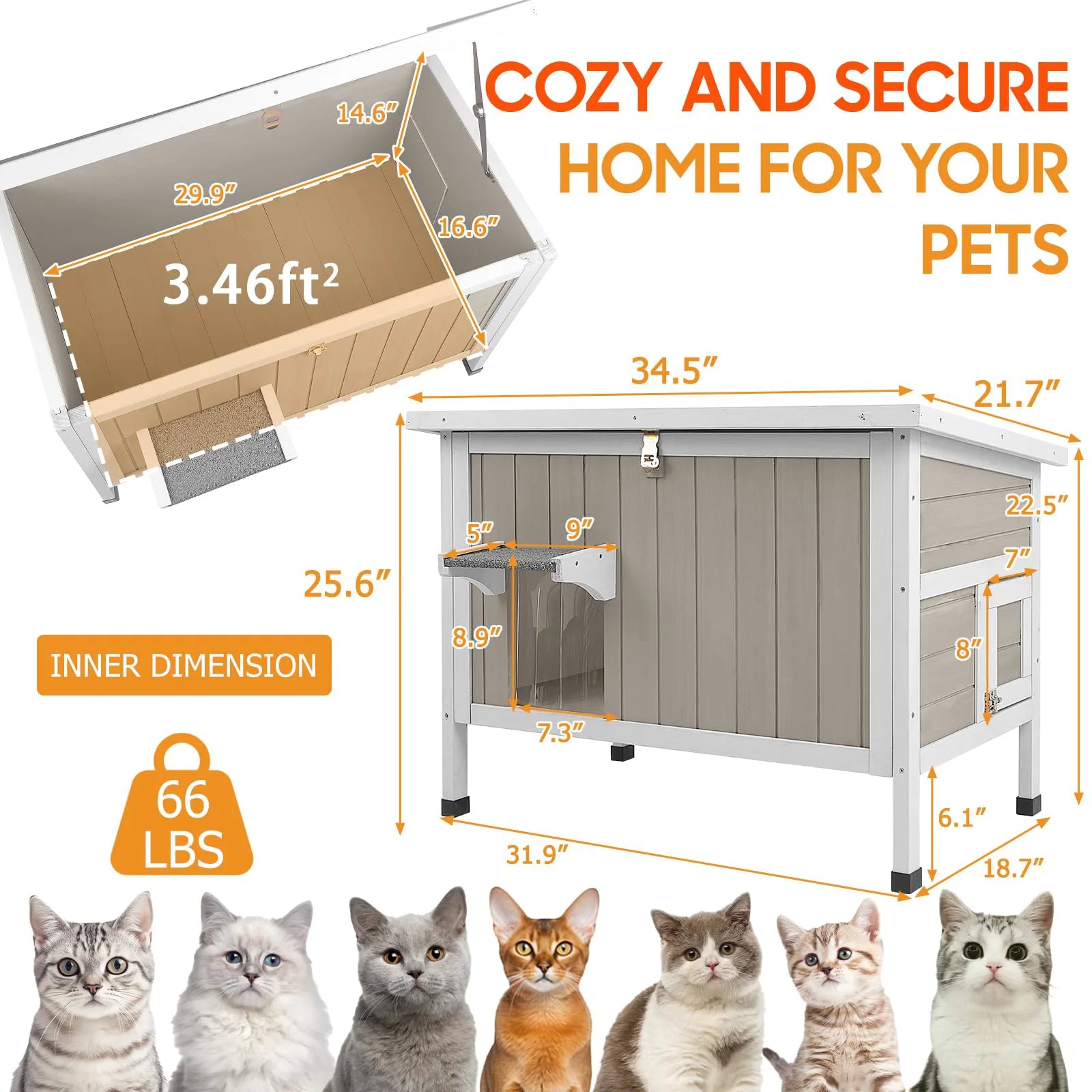 Weatherproof cat shelter for feral and outdoor cats