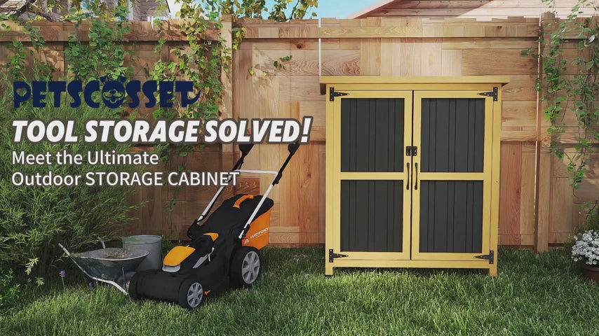 PETSCOSSET 38.8″L Outdoor Storage Shed, Garden Storage Cabinet, Brown