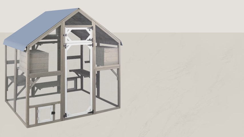 PETSCOSSET Catio Cat Enclosure Outdoor Cat Catio Large Cat Run with Bridges,Grey