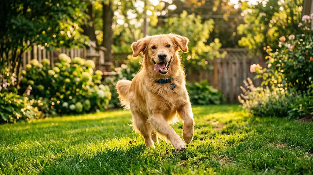 Happy dog ready for a new outdoor dog house