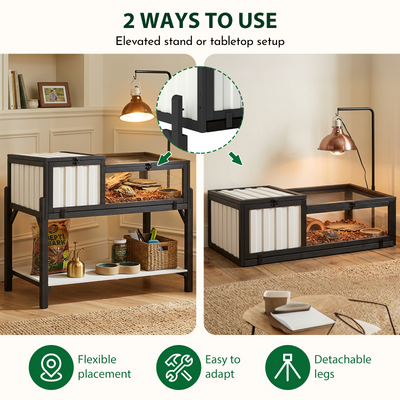 Tortoise Enclosure with Detachable Legs, Light Stand & Storage Shelf-TOR05