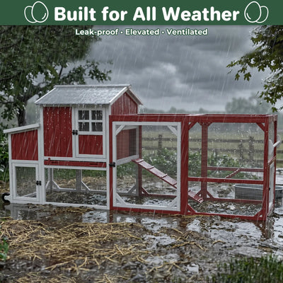 Medium Chicken Coop with Run for 4-8 Chickens Expandable to Large Coop