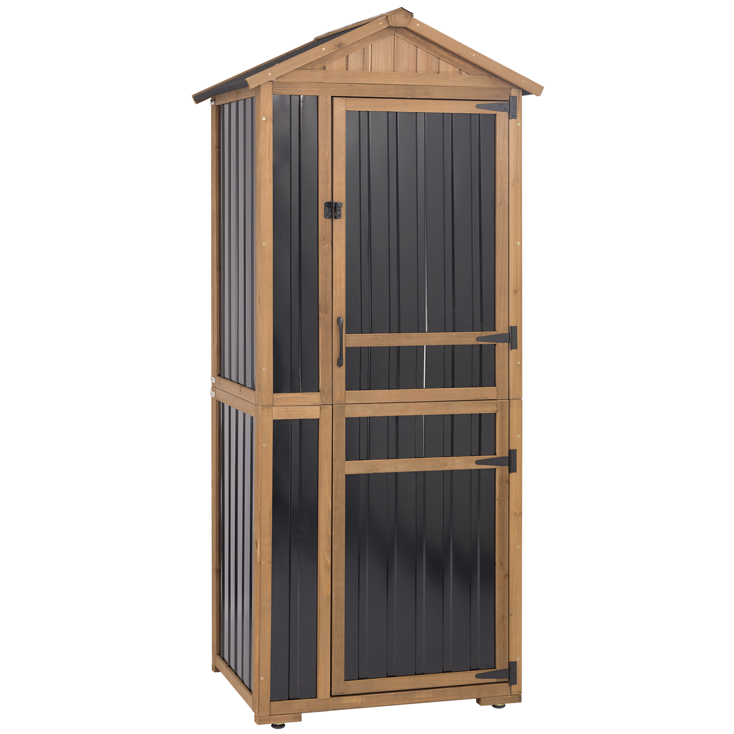 Wood & Metal Garden Shed with Waterproof Asphalt Roof, Lockable-GF39