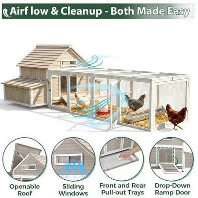 Large Expandable Chicken Coop – Modular Predator-Proof Hen House with Run &amp; Nesting Boxes (PET86 + PET88 Extensions)