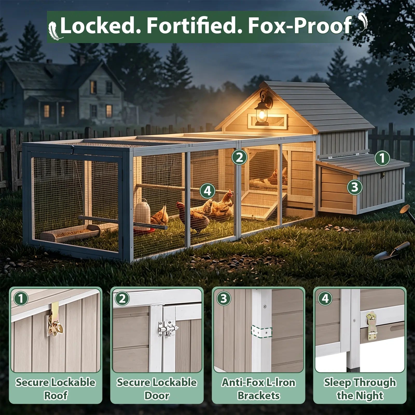 Large Expandable Chicken Coop – Modular Predator-Proof Hen House with Run &amp; Nesting Boxes (PET86 + PET88 Extensions)
