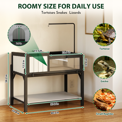 Tortoise Enclosure with Detachable Legs, Light Stand & Storage Shelf-TOR05