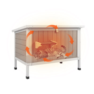 Insulated Wooden Cat House with Foam & Raised Base - PET76
