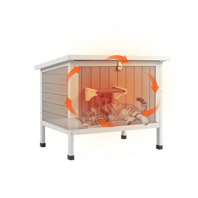 Insulated Wooden Cat House with Foam & Raised Base - PET75