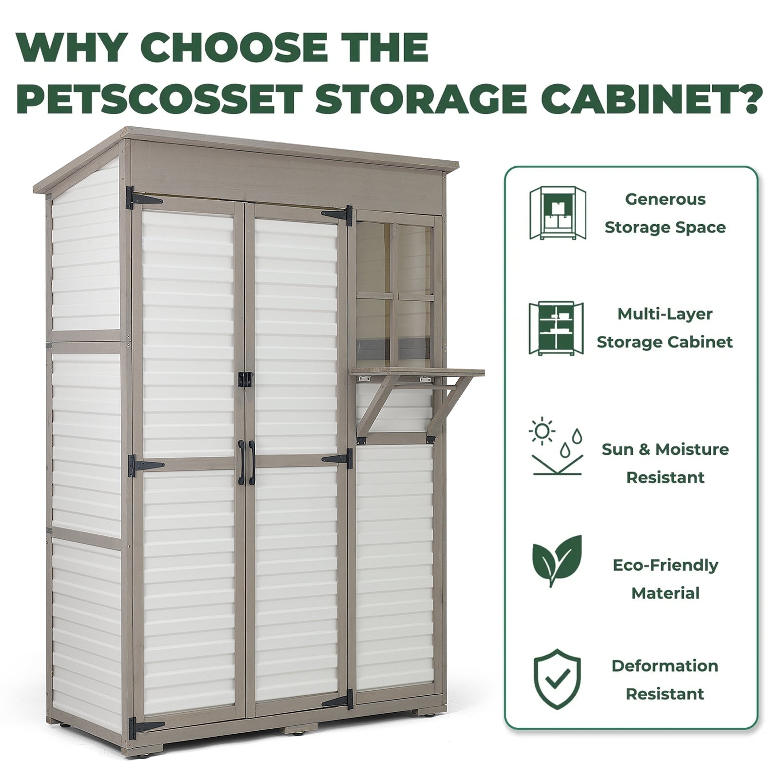 Extra Large (70.5 ″ Tall) Outdoor Storage Cabinet with Fold-Out Work Table-GF38