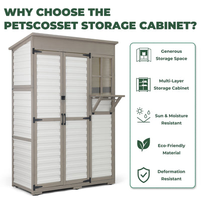 Extra Large (70.5 ″ Tall) Outdoor Storage Cabinet with Fold-Out Work Table-GF38