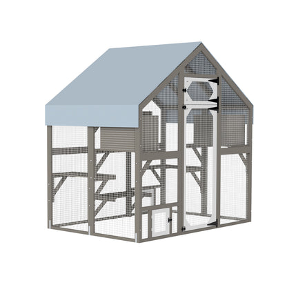 Weatherproof Walk-In Cat Enclosure with Bridges,4 Platforms & 2 Resting Boxes-PET12NEW