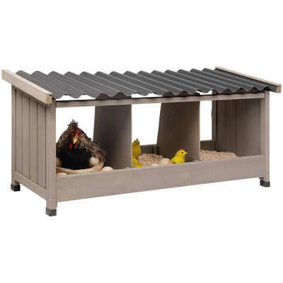 PETSCOSSET triple chicken nesting box with brown PVC roofing