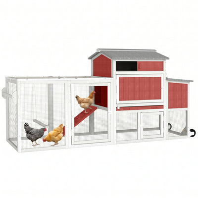 Small Chicken Coop with Run for 2–3 Chickens-Transparent Baffle Roof - PET82