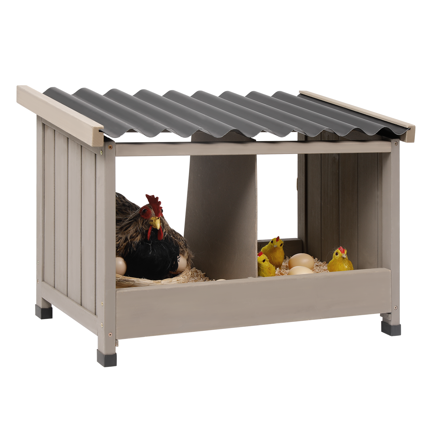 Nesting Boxes Chickens Double Nesting Box PVC Roof Brown