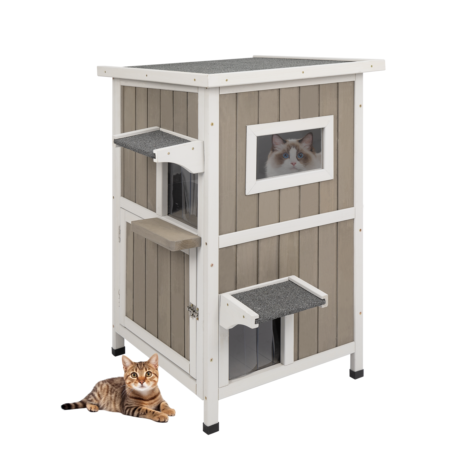 Weatherproof Two-Story Feral Cat Shelter Cat House -PET20