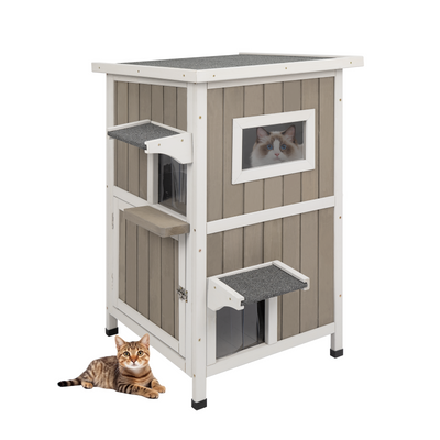 Weatherproof Two-Story Feral Cat Shelter Cat House -PET20 – Petscosset
