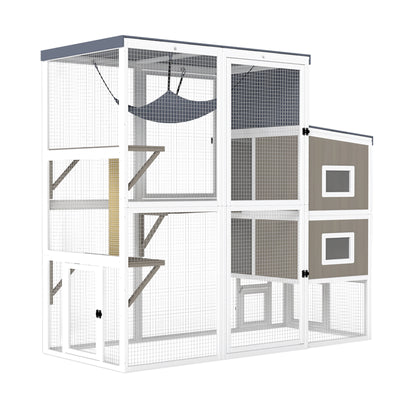 Large Walk-in Catio with Cat House Multi-Level Outdoor-PET93