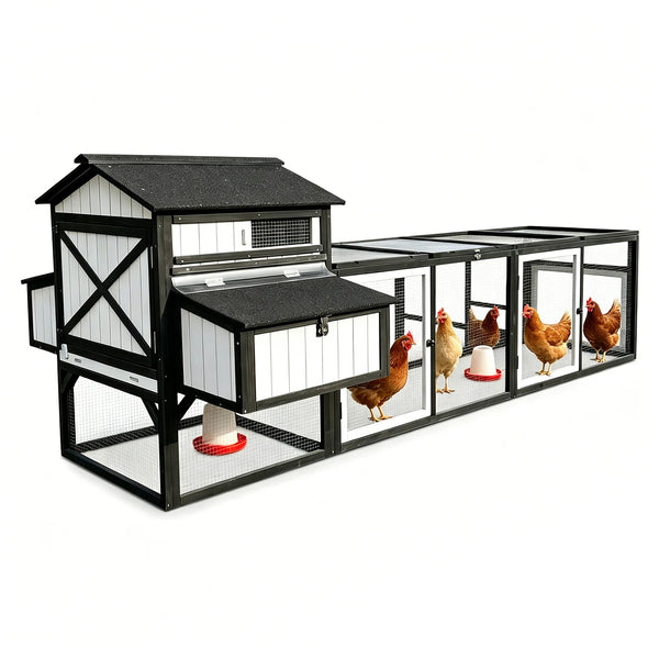 Large chicken coop with run for 4–12 chickens, includes 4 nesting boxes - PET27