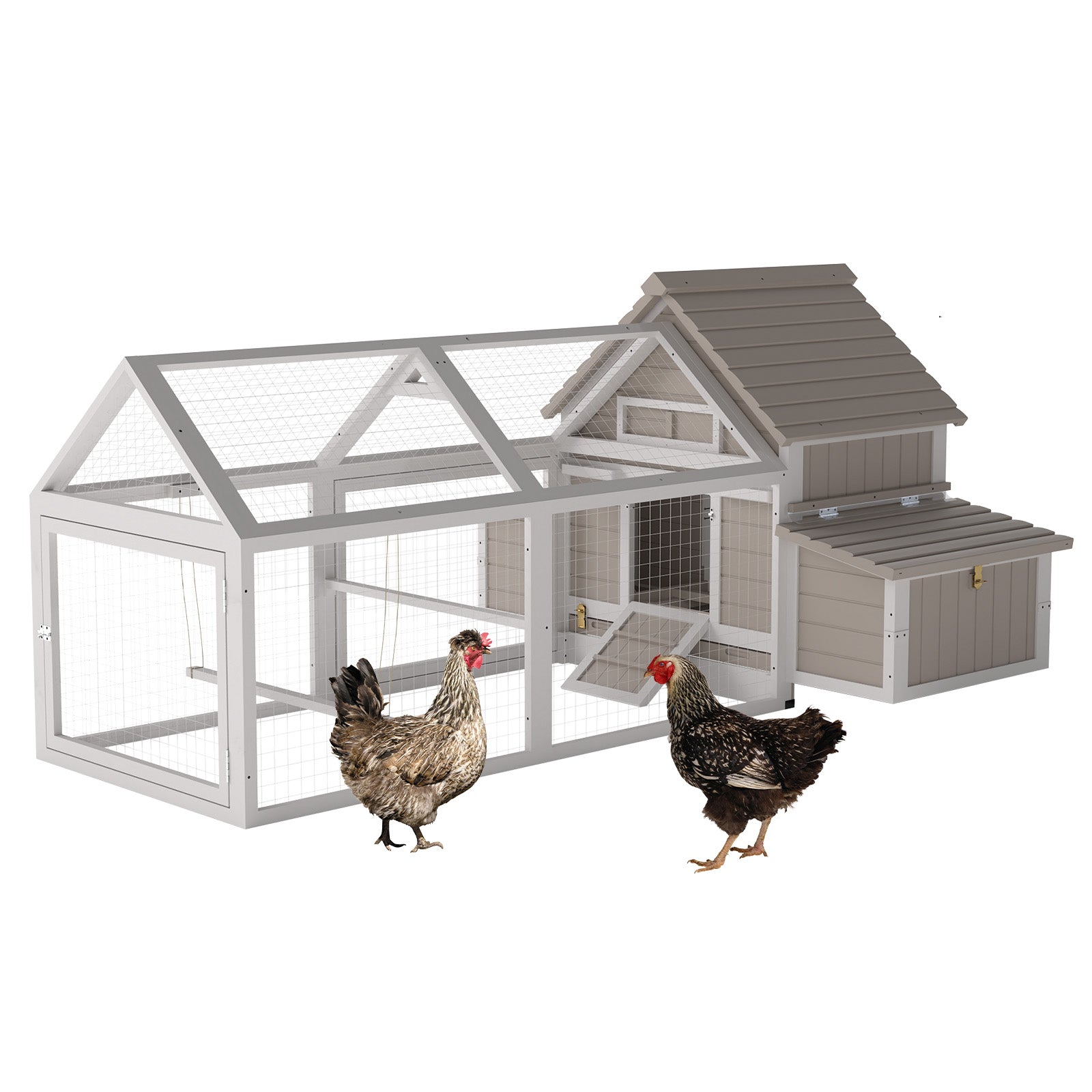 83" Large Chicken Coop with 4 Nesting Boxes, Outdoor Rabbit Hutch-PET89