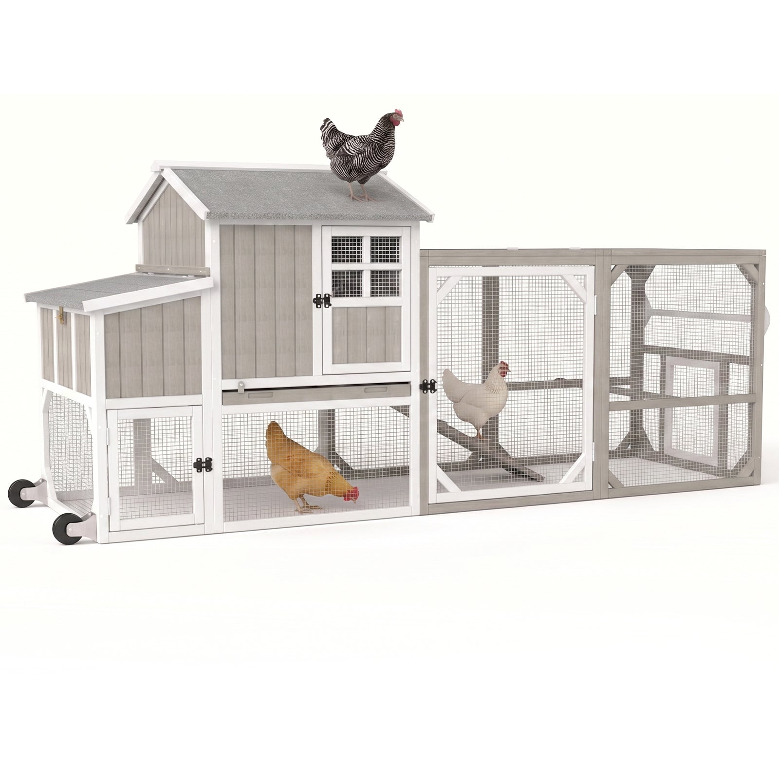 Medium Chicken Coop with Run for 4-8 Chickens Expandable to Large Coop - PET24