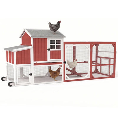 Medium Chicken Coop with Run for 4-8 Chickens Expandable to Large Coop