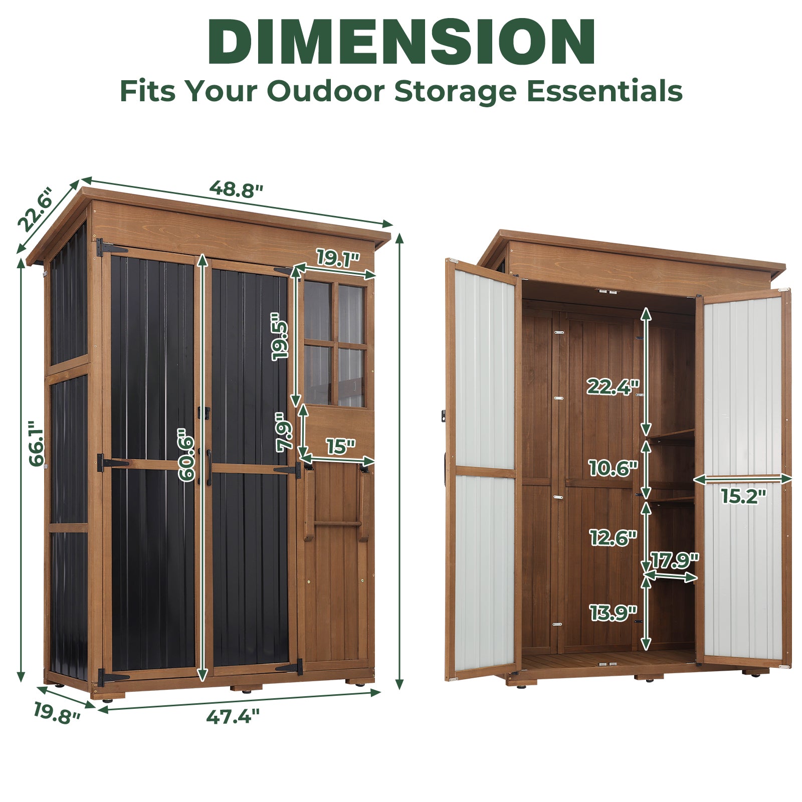 Extra Large (70.5 ″ Tall) Outdoor Storage Cabinet with Fold-Out Work Table-GF38
