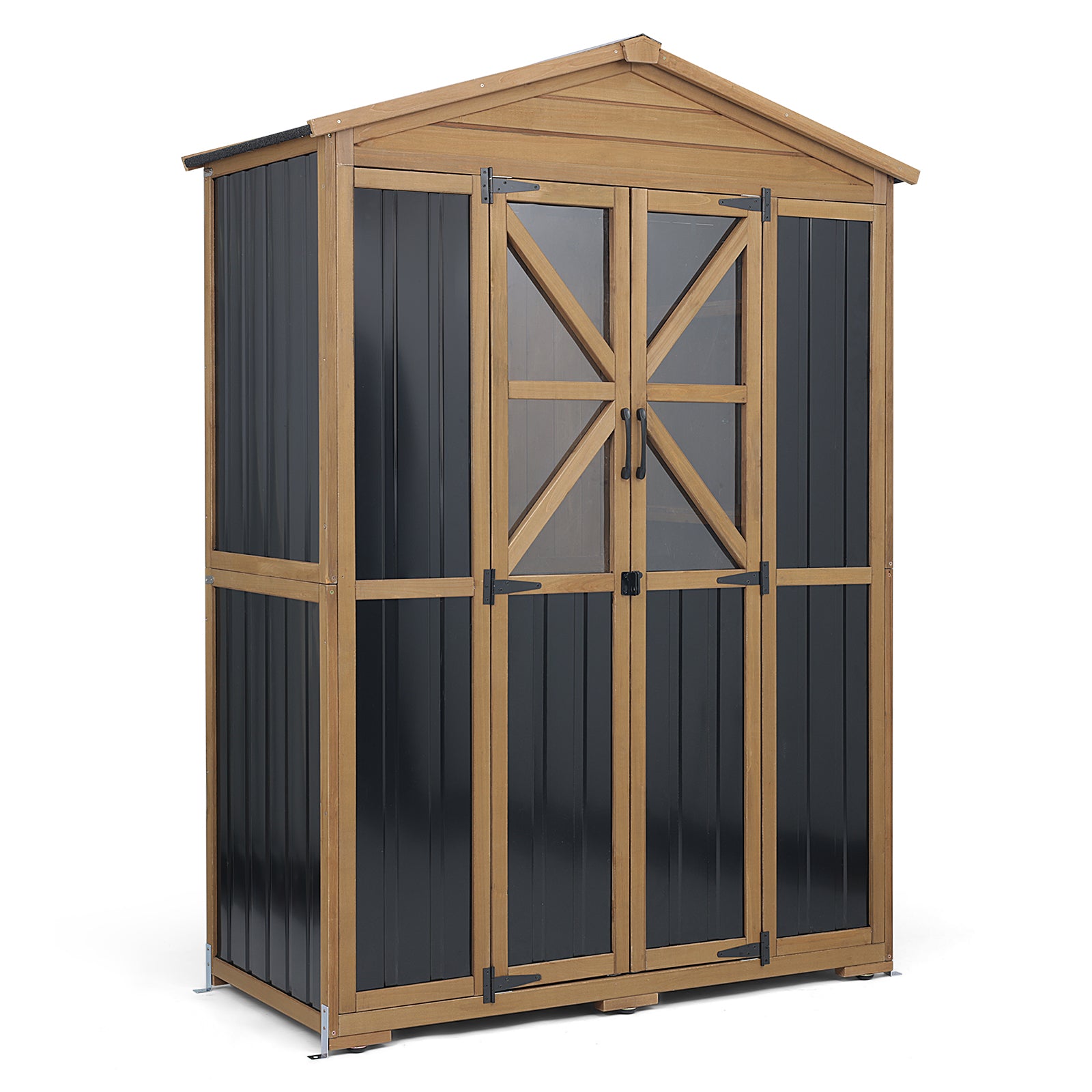 72.2"H Outdoor Storage Cabinet with 3 Adjustable Shelves & 6 Metal Hooks, Anti-Tip Wall Anchor Kit – GF42