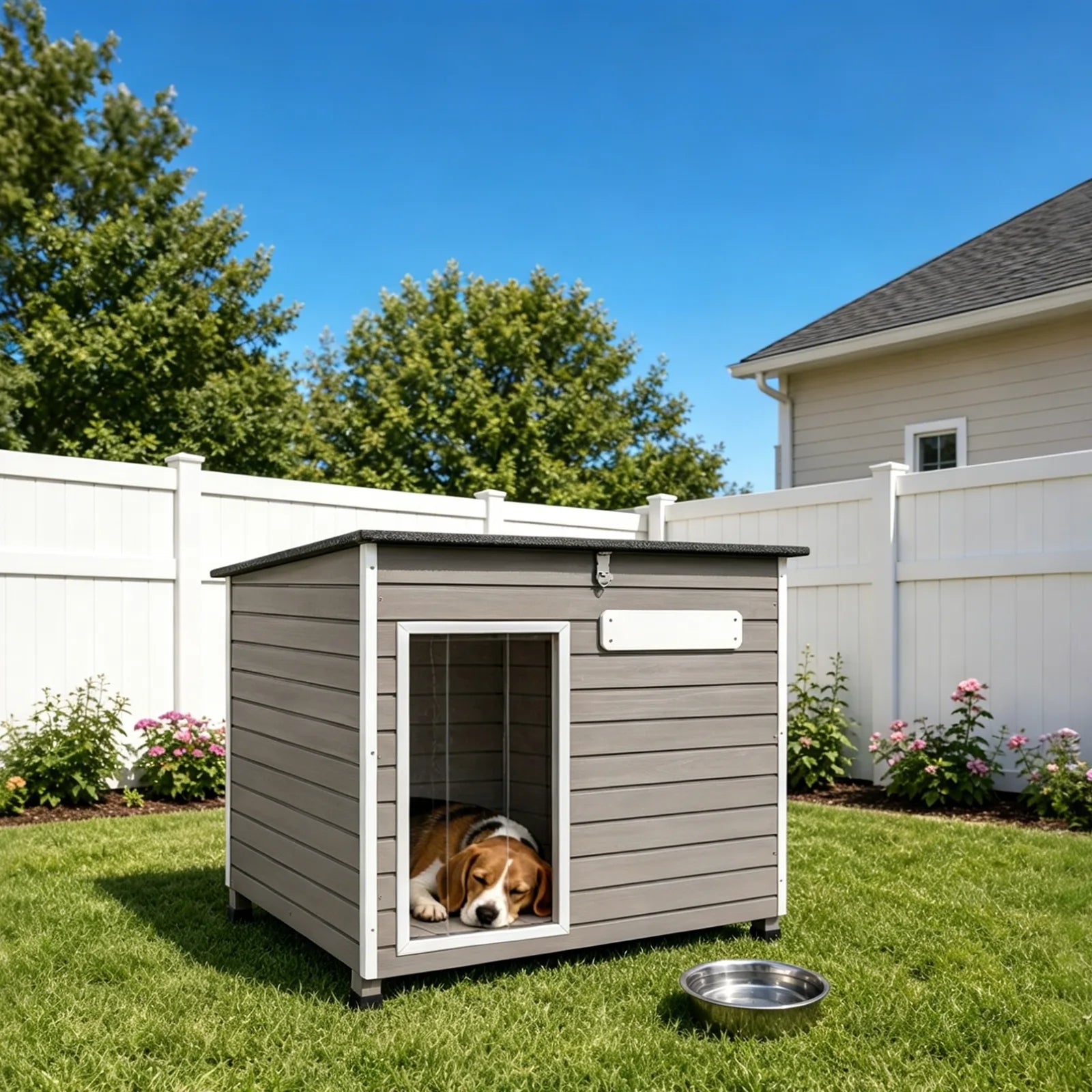 Small Dog House (33.8"L)Metal-Reinforced Chew-Proof Rainproof - PET63