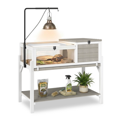 Wooden Tortoise  Enclosure with Detachable Legs, Light Stand & Storage Shelf-TOR04