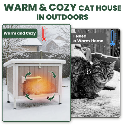 Insulated Wooden Cat House with Foam & Raised Base - PET75