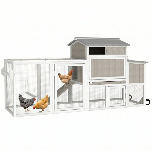 Small Chicken Coop with Run for 2–3 Chickens-Transparent Baffle Roof - PET82