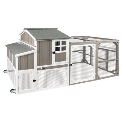 Medium Chicken Coop with Run for 4-8 Chickens Expandable to Large Coop